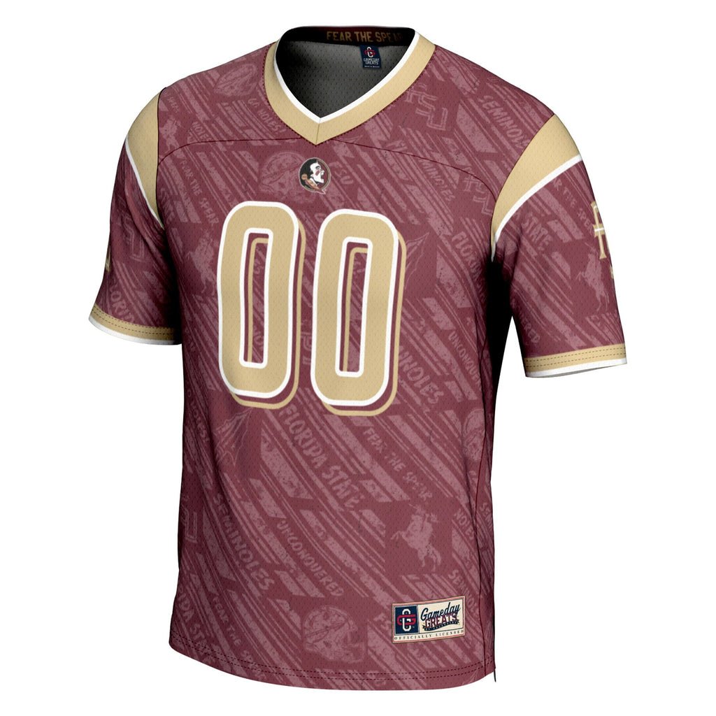 Florida State Seminoles Highlight Print NIL Pick-A-Player Football Jersey - Garnet