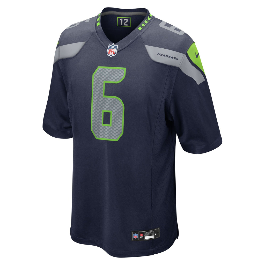 Seattle Seahawks Jalen Milroe College Navy 2025 NFL Draft Game Football Jersey