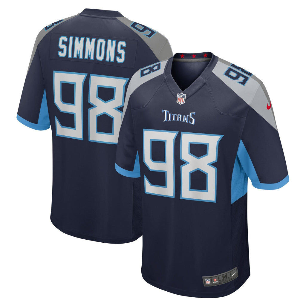 Tennessee Titans Jeffery Simmons Navy Game Football Jersey
