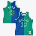 Dallas Mavericks Steve Nash 1998 Split Swingman Jersey - Blue/Green