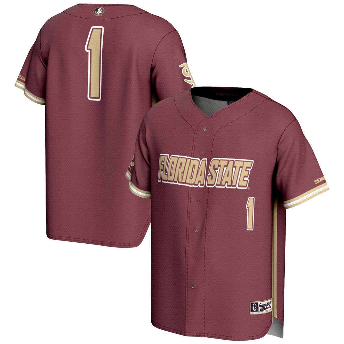 #1 Florida State Seminoles Lightweight Baseball Jersey - Garnet