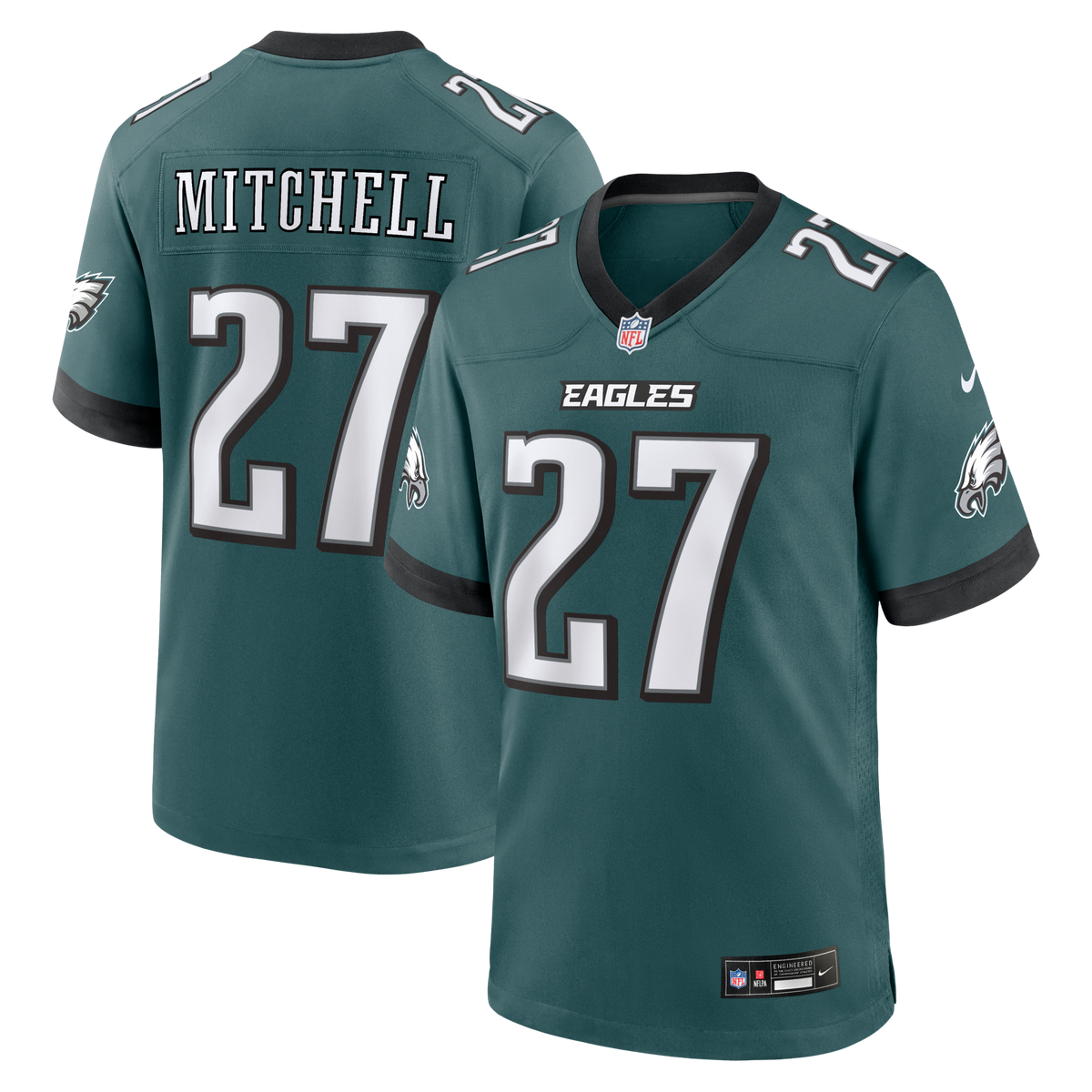 Philadelphia Eagles Quinyon Mitchell Midnight Green Team Game Football Jersey