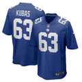 New York Giants Jake Kubas Royal Team Game Football Jersey