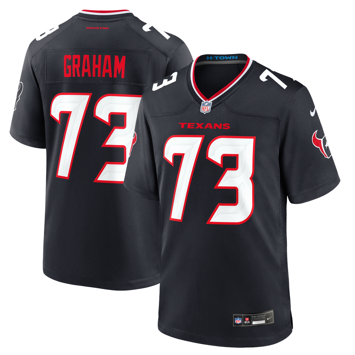 Houston Texans Derrick Graham Navy Team Game Football Jersey