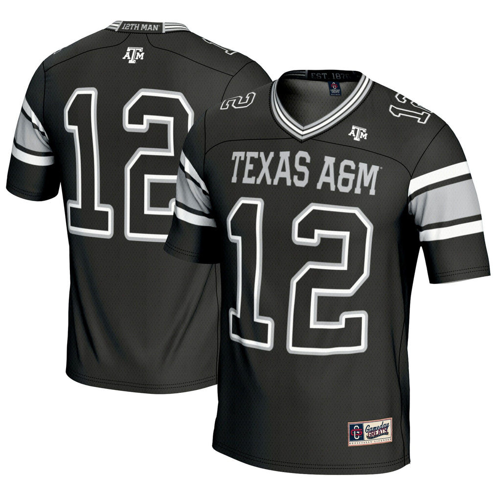 #12 Black Texas A&M Aggies Football Lightweight Fashion Jersey