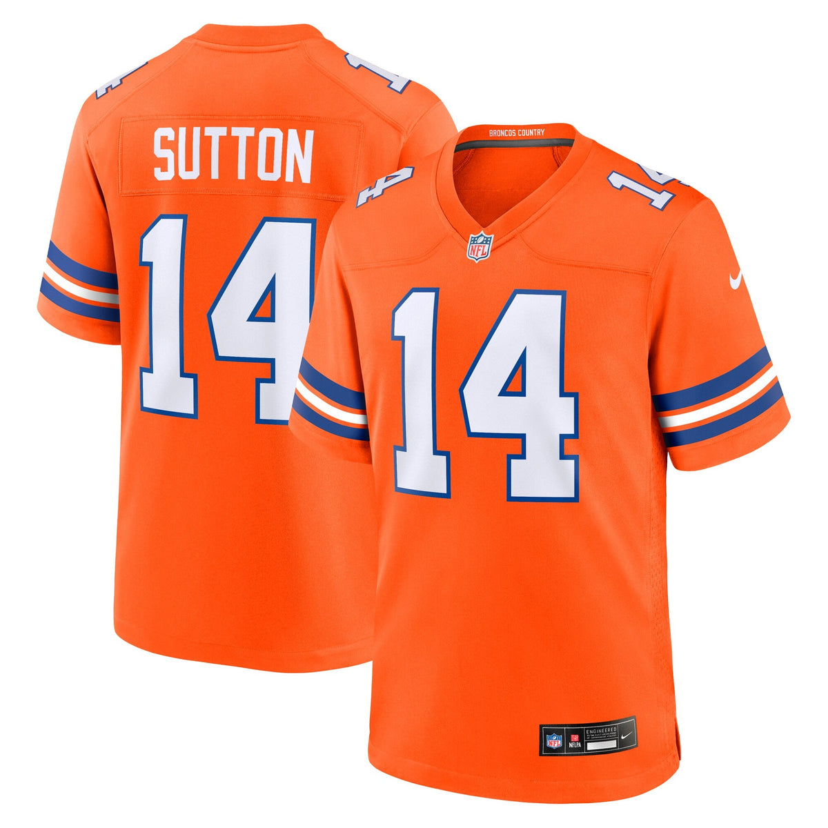 Denver Broncos Courtland Sutton Orange Alternate Game Football Jersey