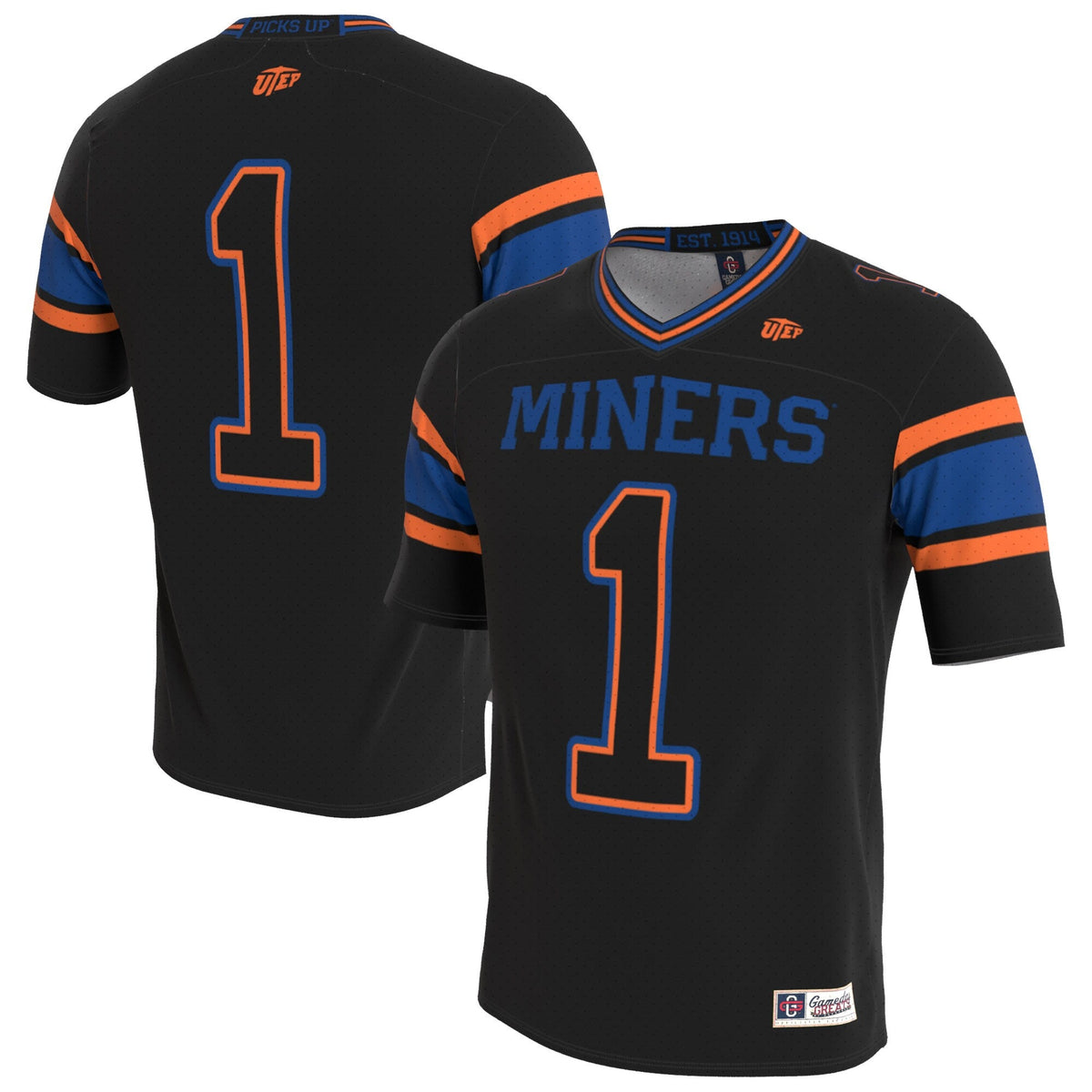 UTEP Miners Lightweight Collegiate Football Blackout Fashion Jersey