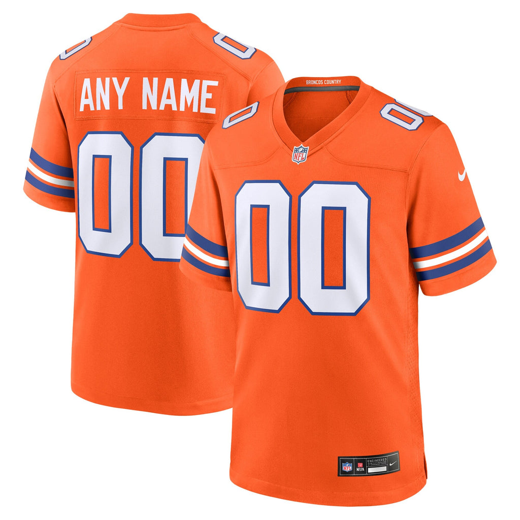 Denver Broncos Orange Mile High Collection 1977 Throwback Custom Game Football Jersey