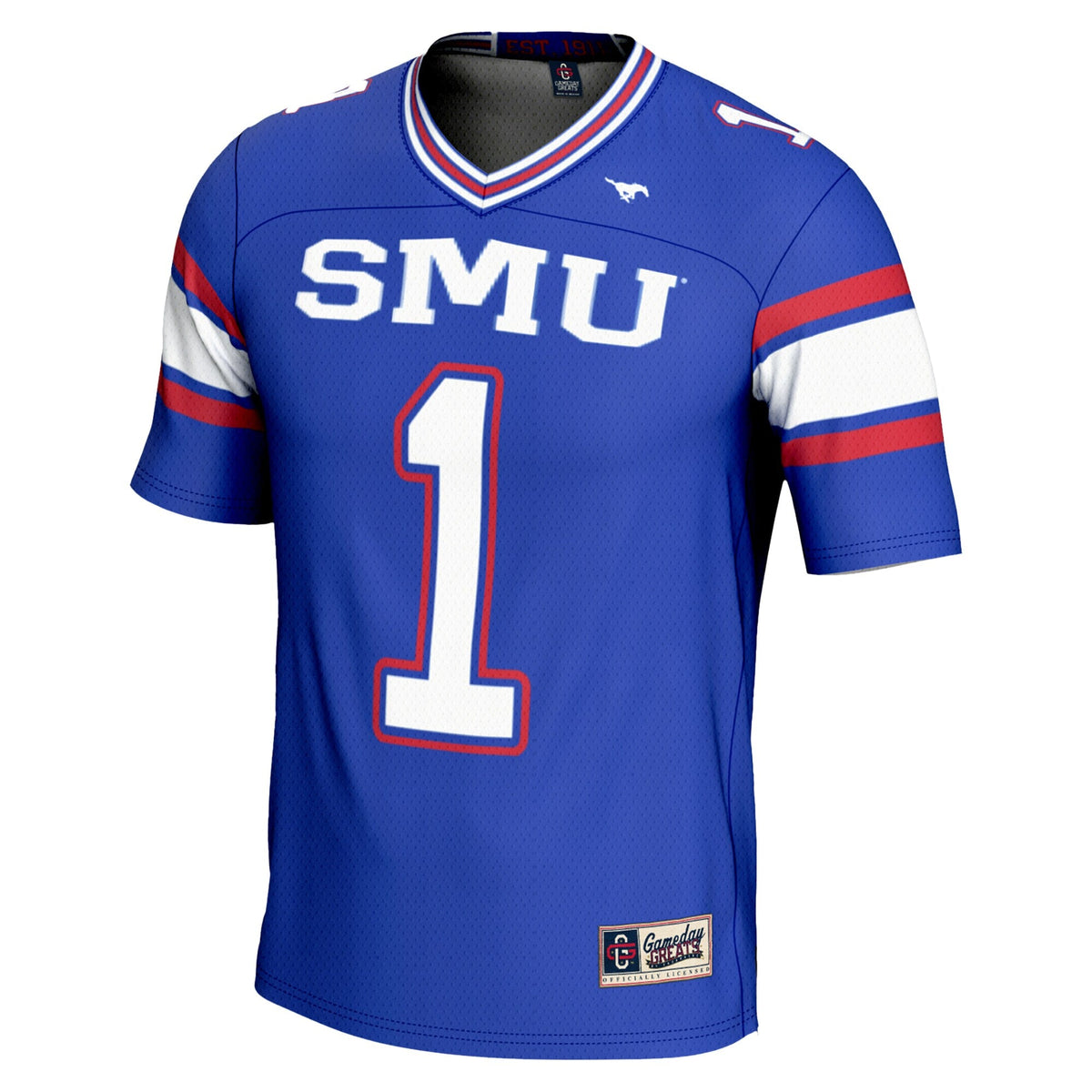 #1 Royal SMU Mustangs Endzone Football Jersey