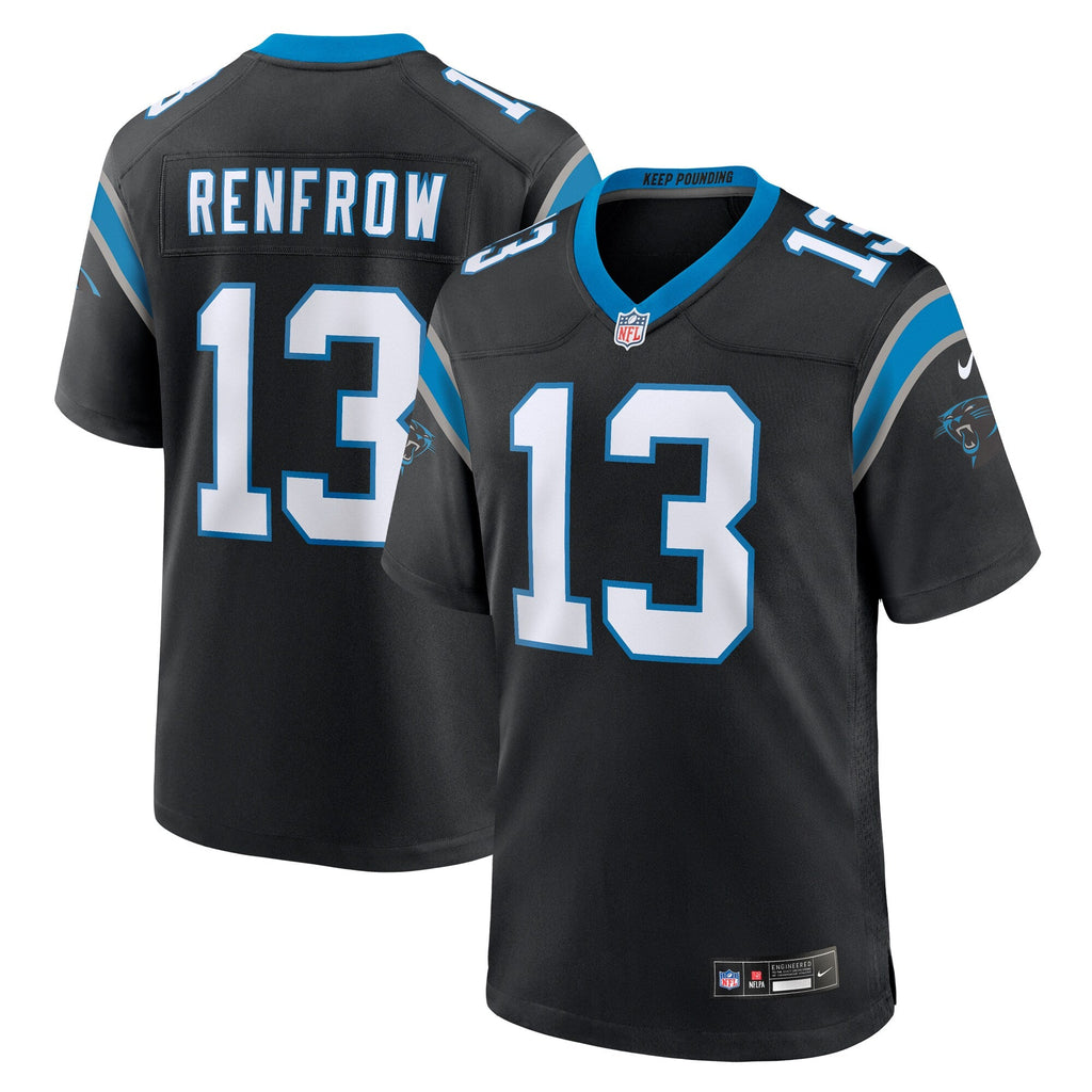 Carolina Panthers Hunter Renfrow Black Team Game Football Jersey
