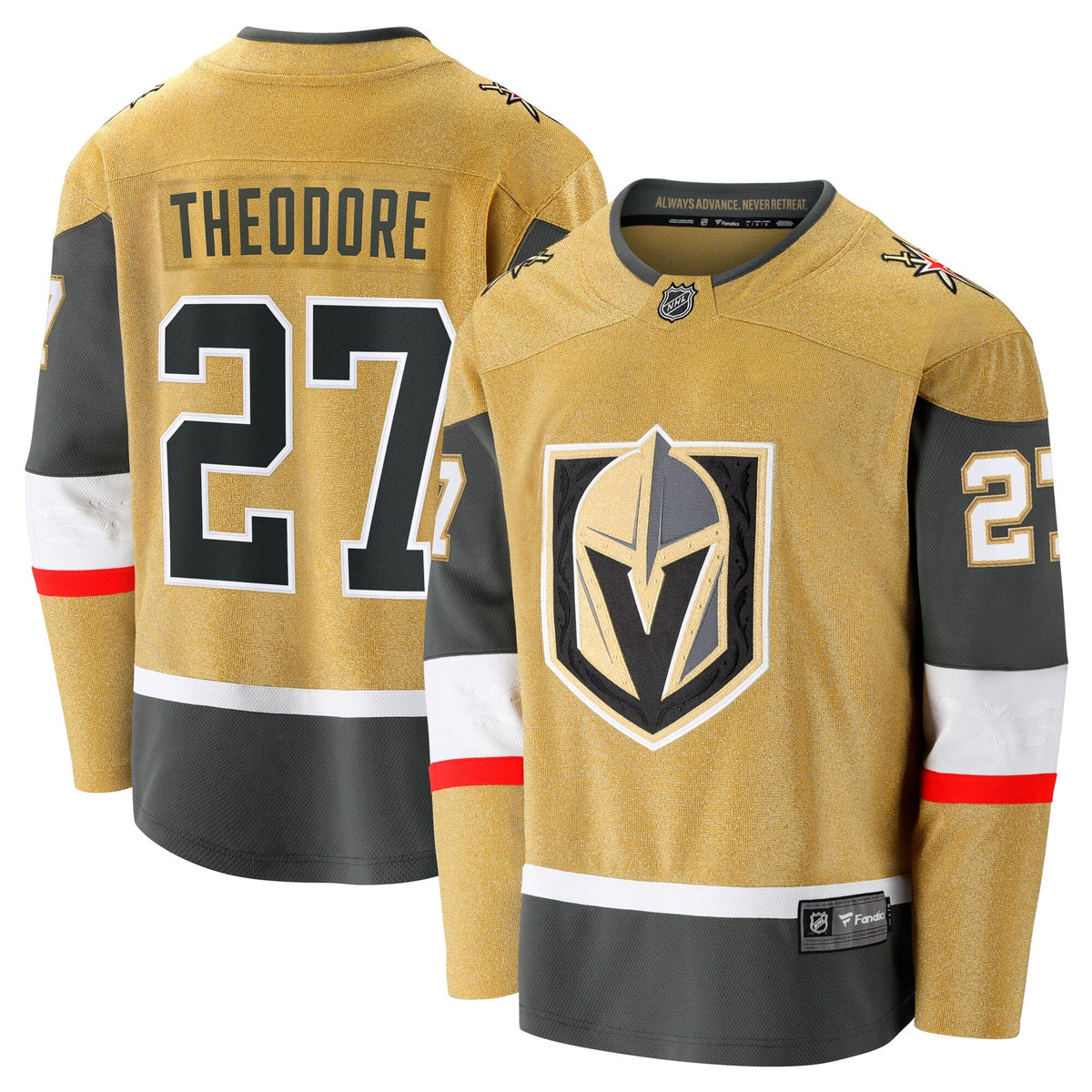 Vegas Golden Knights Shea Theodore Gold Home Breakaway Hockey Jersey