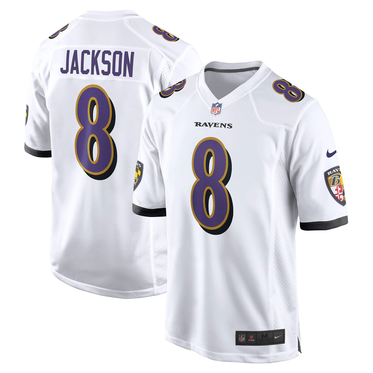 Baltimore Ravens Lamar Jackson White Game Football Jersey