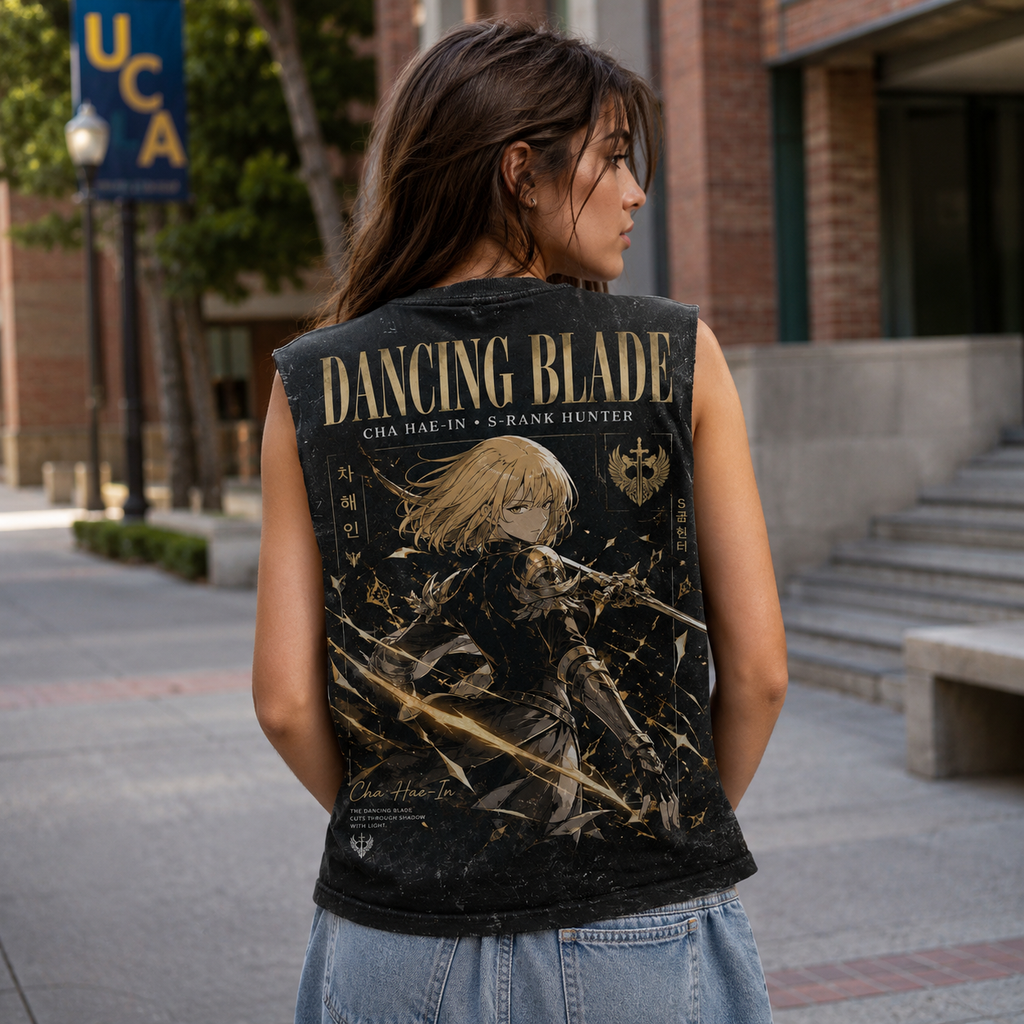 Cha Hae-In Solo Leveling Anime Tank Top - Dancing Blade Acid Wash Vest