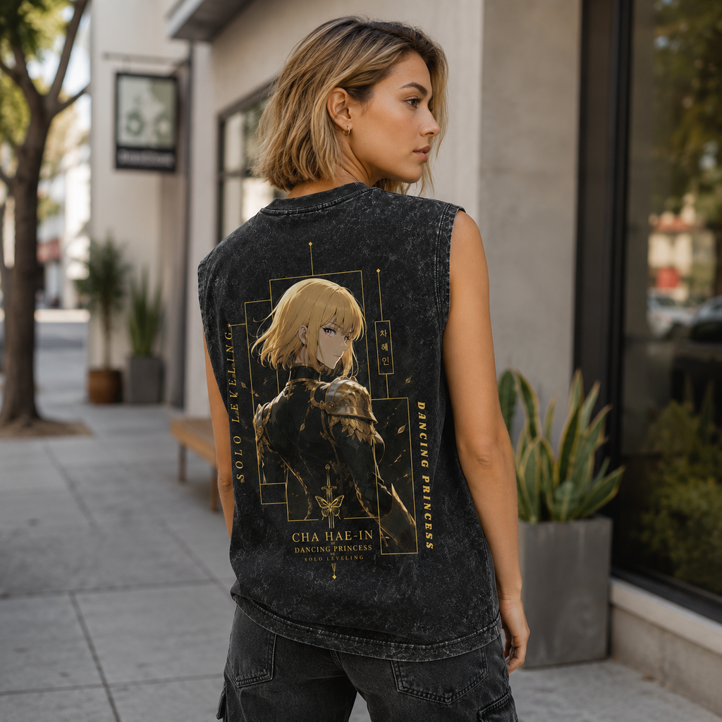 Cha Hae-In Solo Leveling Anime Tank Top - Dancing Princess Acid Wash Vest