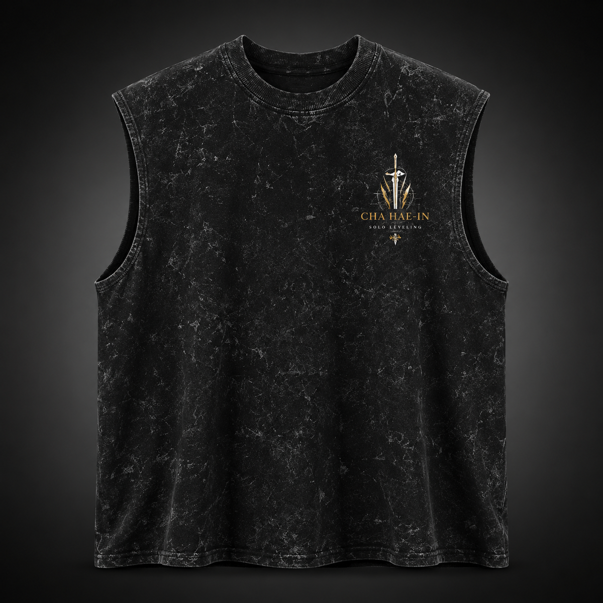 Cha Hae-In Solo Leveling Anime Tank Top - Golden Blade Acid Wash Vest