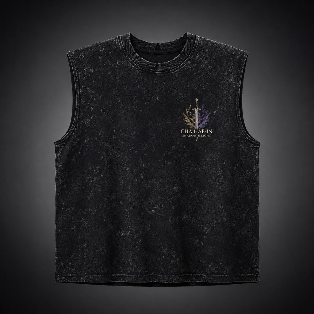 Cha Hae-In & Sung Jin-Woo Solo Leveling Anime Tank Top - Shadow And Light Acid Wash Vest