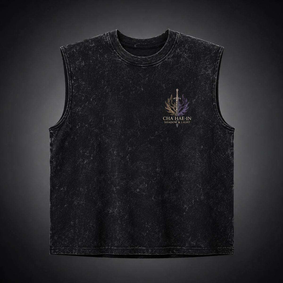 Cha Hae-In & Sung Jin-Woo Solo Leveling Anime Tank Top - Shadow And Light Acid Wash Vest
