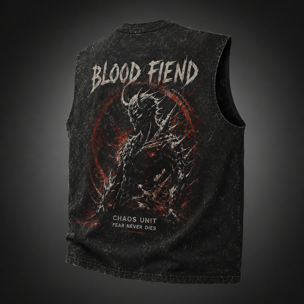 Chainsaw Man Anime Tank Top - (Denji) Blood Fiend Acid Wash Vest