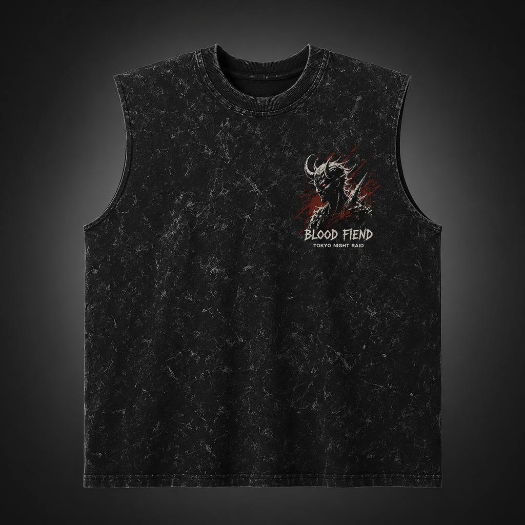 Chainsaw Man Anime Tank Top - (Denji) Blood Fiend Acid Wash Vest
