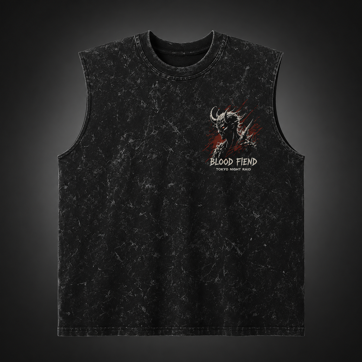 Chainsaw Man Anime Tank Top - (Denji) Blood Fiend Acid Wash Vest