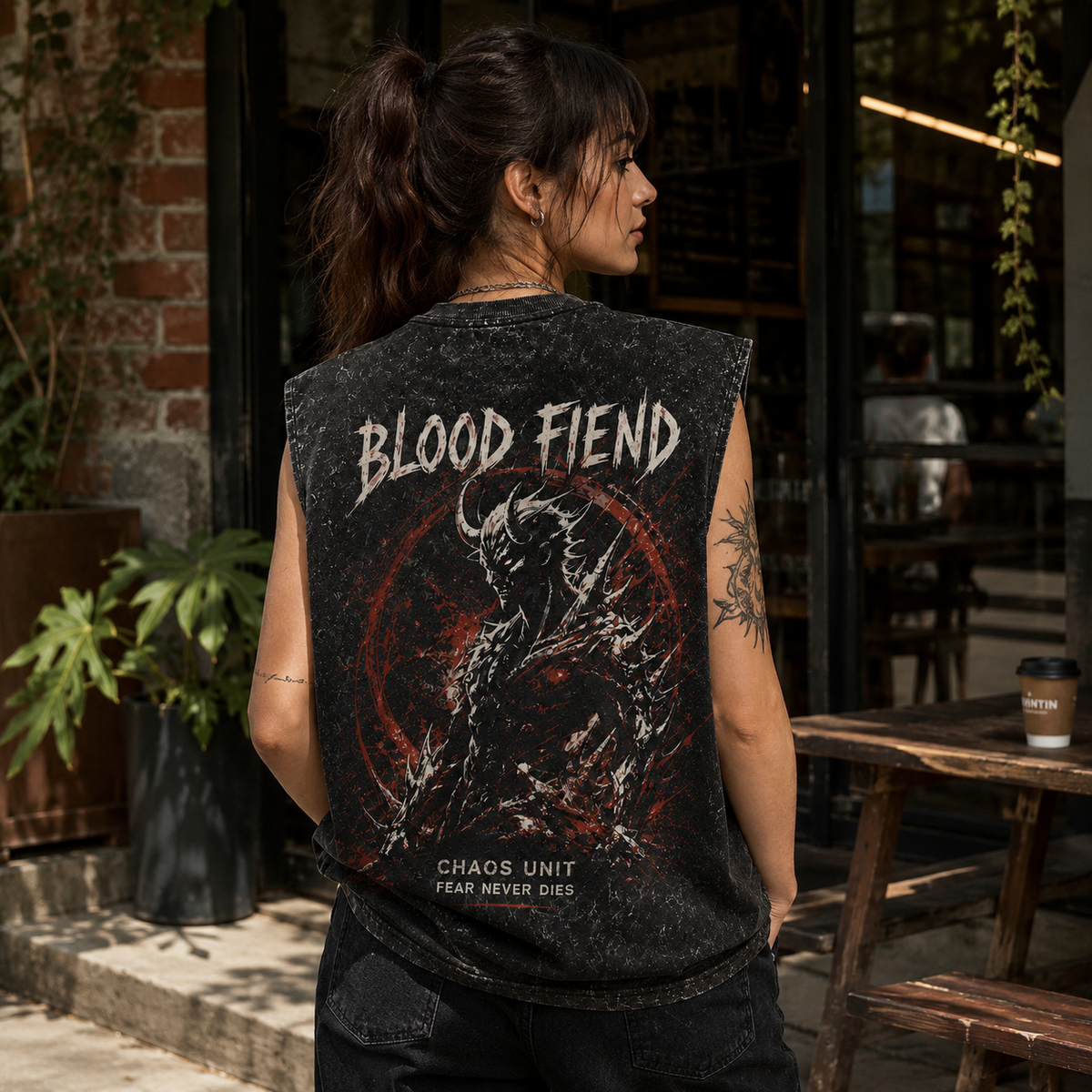 Chainsaw Man Anime Tank Top - (Denji) Blood Fiend Acid Wash Vest