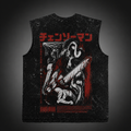Chainsaw Man Anime Tank Top - (Denji) Crimson Carnage Acid Wash Vest