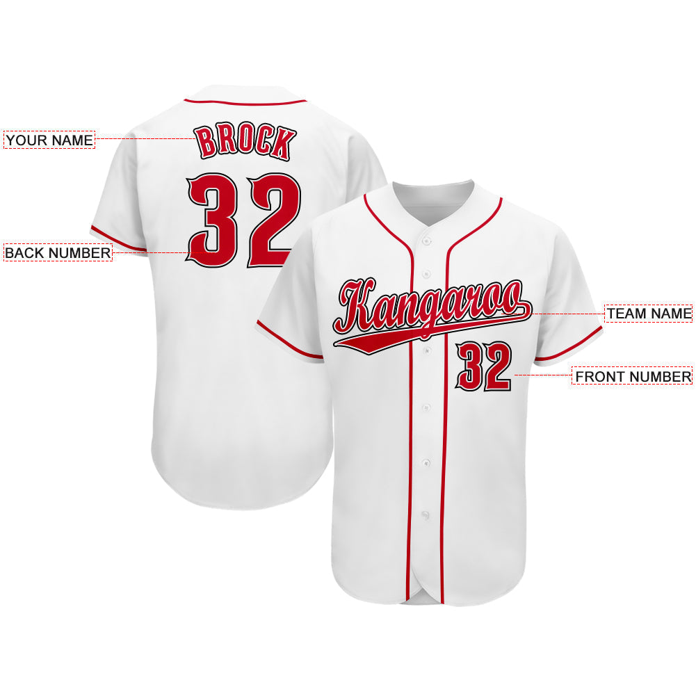 Custom Baseball Jersey - White Red-Black