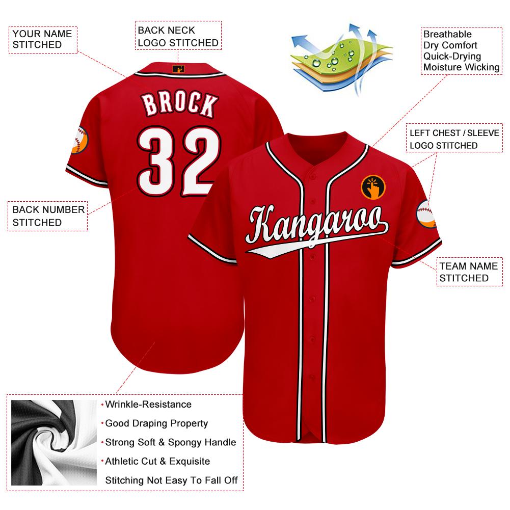 Custom Baseball Jersey - Red White-Black