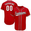 Custom Baseball Jersey - Red White-Black