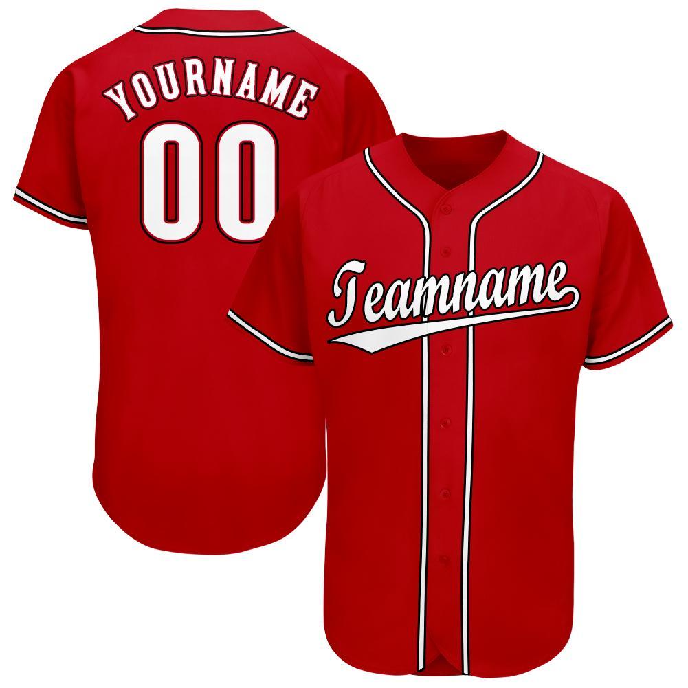 Custom Baseball Jersey - Red White-Black