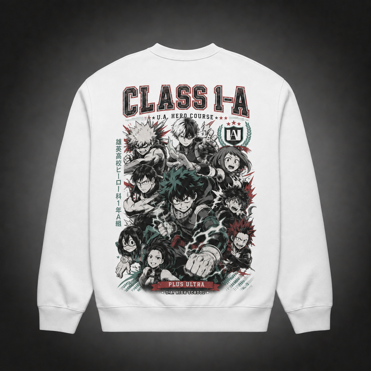 Class 1-A (Deku, Bakugo, Todoroki, Uraraka, Iida, Tsuyu, Momo, Kirishima) My Hero Academia Anime Sweatshirt - Class 1-A Roster
