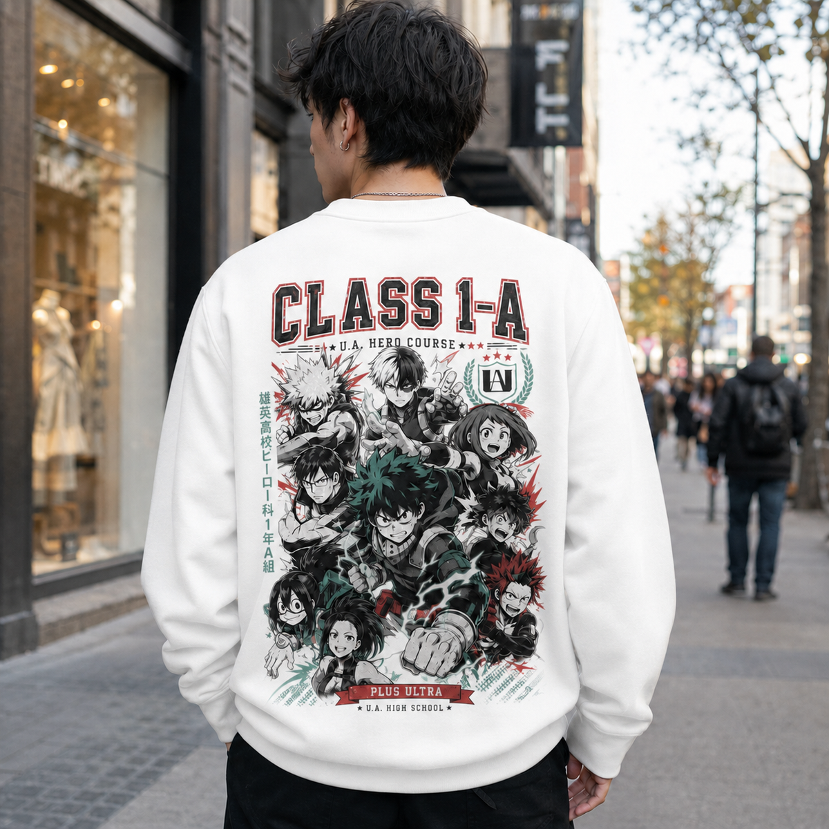 Class 1-A (Deku, Bakugo, Todoroki, Uraraka, Iida, Tsuyu, Momo, Kirishima) My Hero Academia Anime Sweatshirt - Class 1-A Roster