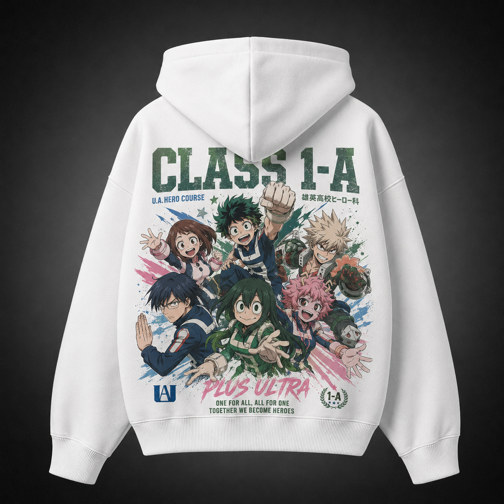 Class 1-A (Izuku Midoriya, Katsuki Bakugo, Ochaco Uraraka, Tenya Iida, Tsuyu Asui, Mina Ashido) My Hero Academia Anime Hoodie - Class Assemble