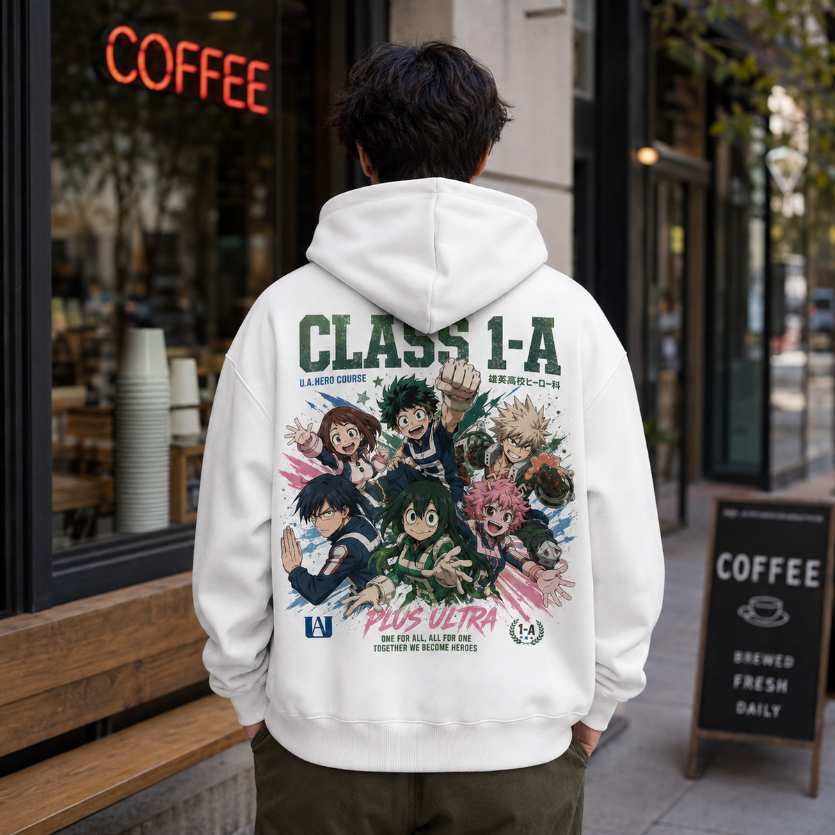 Class 1-A (Izuku Midoriya, Katsuki Bakugo, Ochaco Uraraka, Tenya Iida, Tsuyu Asui, Mina Ashido) My Hero Academia Anime Hoodie - Class Assemble