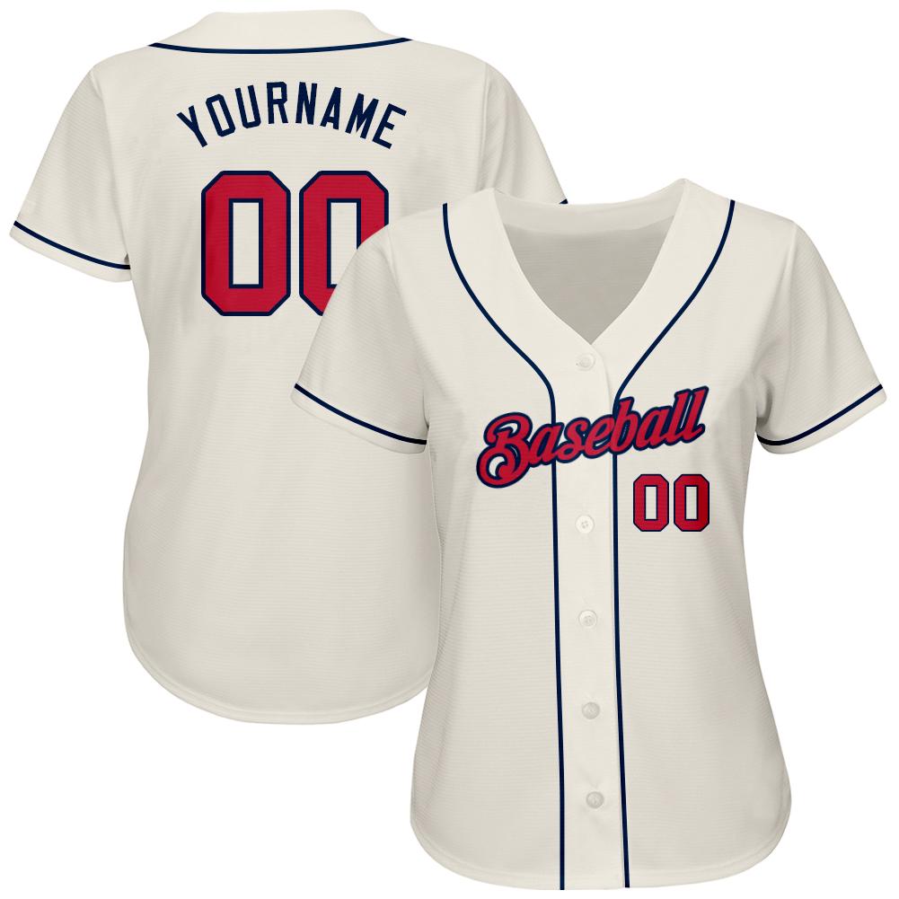 Custom Baseball Jersey - Cream Red-Navy - Style Cream0005