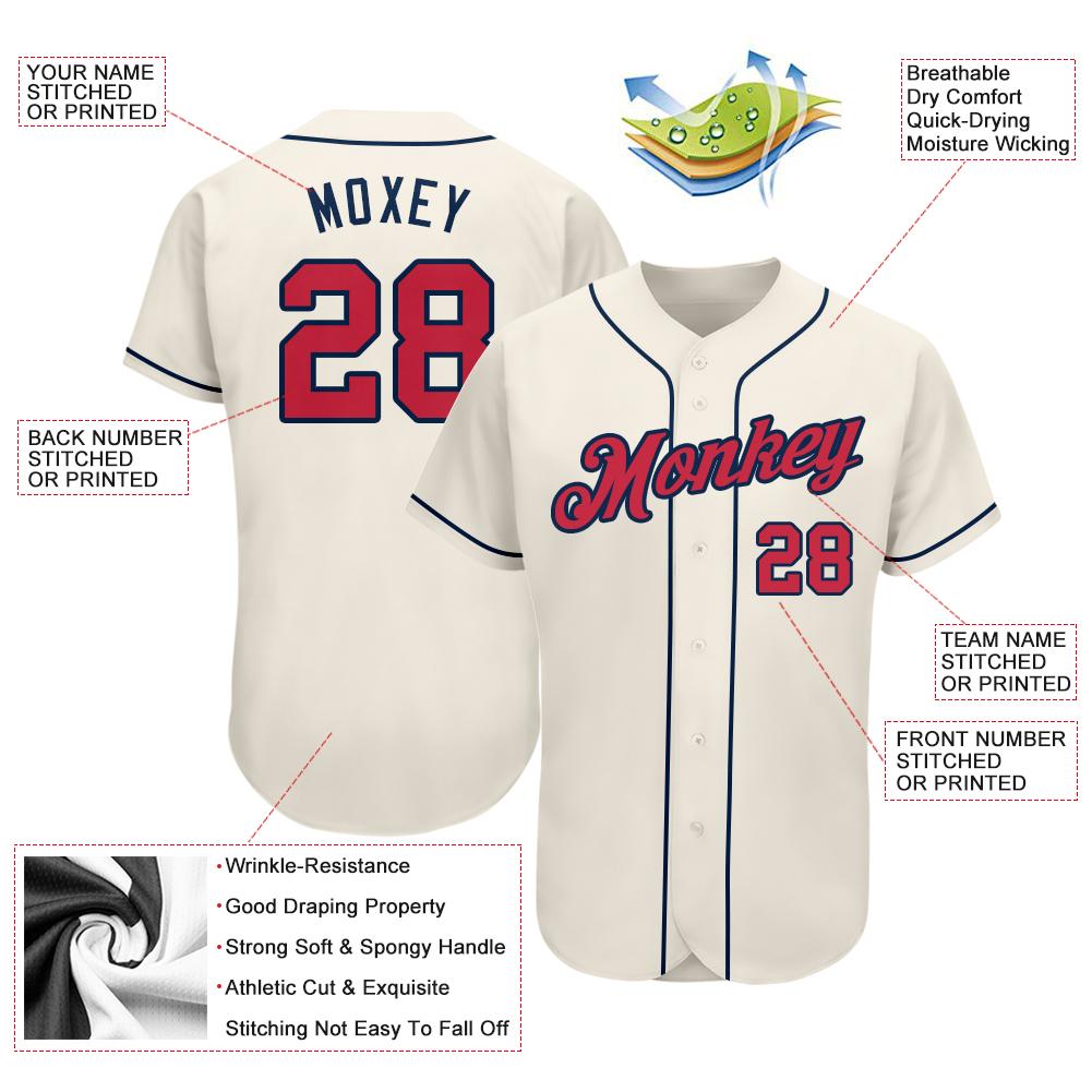 Custom Baseball Jersey - Cream Red-Navy - Style Cream0005