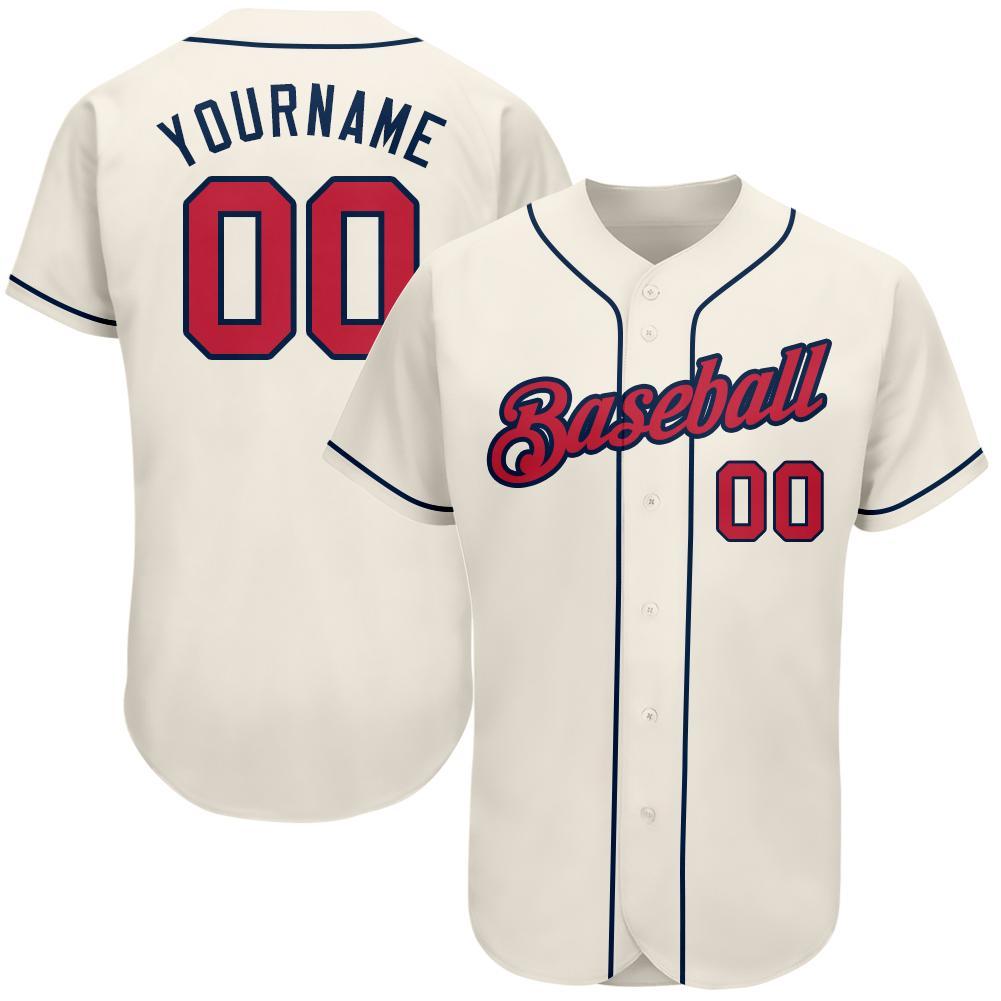 Custom Baseball Jersey - Cream Red-Navy - Style Cream0005
