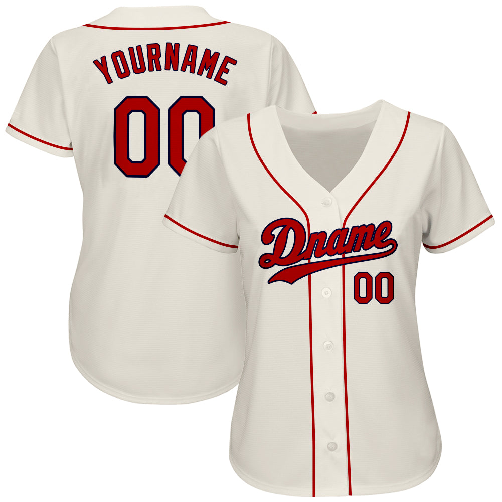 Custom Baseball Jersey - Cream Red-Navy - Style Cream0026
