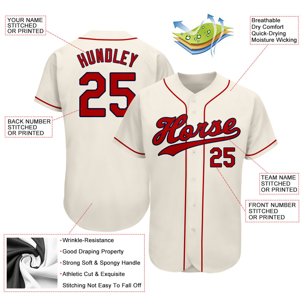 Custom Baseball Jersey - Cream Red-Navy - Style Cream0026