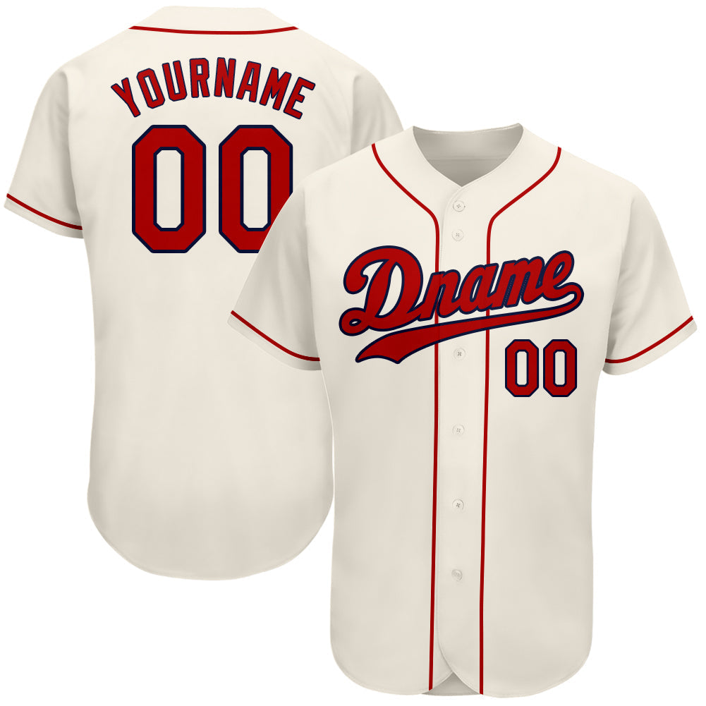 Custom Baseball Jersey - Cream Red-Navy - Style Cream0026