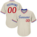 Custom Baseball Jersey - Cream Red-Royal Throwback Rib-Knit