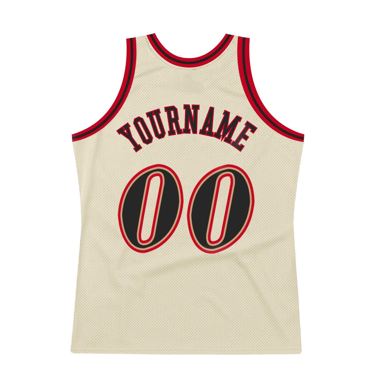 Custom Basketball Jersey - Cream Black-Red Throwback
