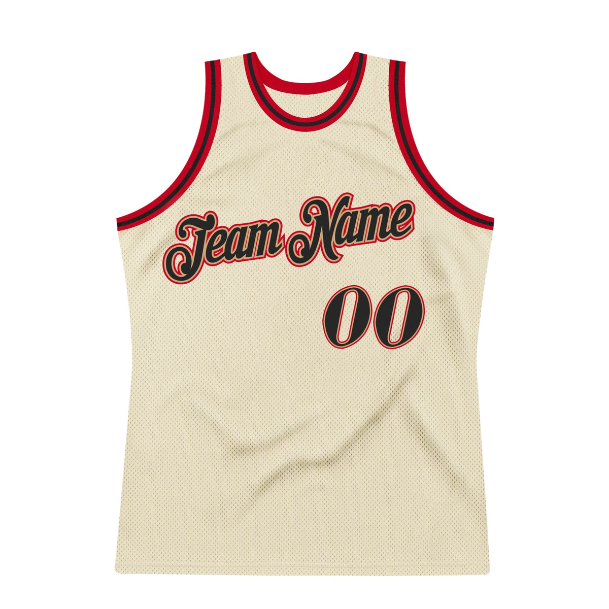 Custom Basketball Jersey - Cream Black-Red Throwback