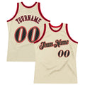 Custom Basketball Jersey - Cream Black-Red Throwback