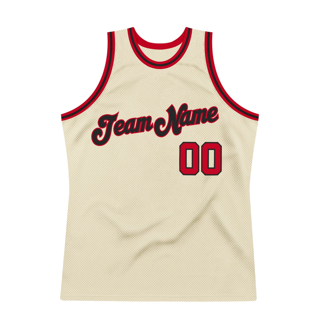 Custom Basketball Jersey - Cream Red-Black Throwback - Style Cream0089