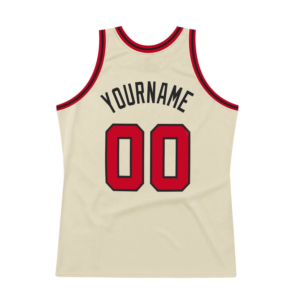 Custom Basketball Jersey - Cream Red-Black Throwback - Style Cream0089