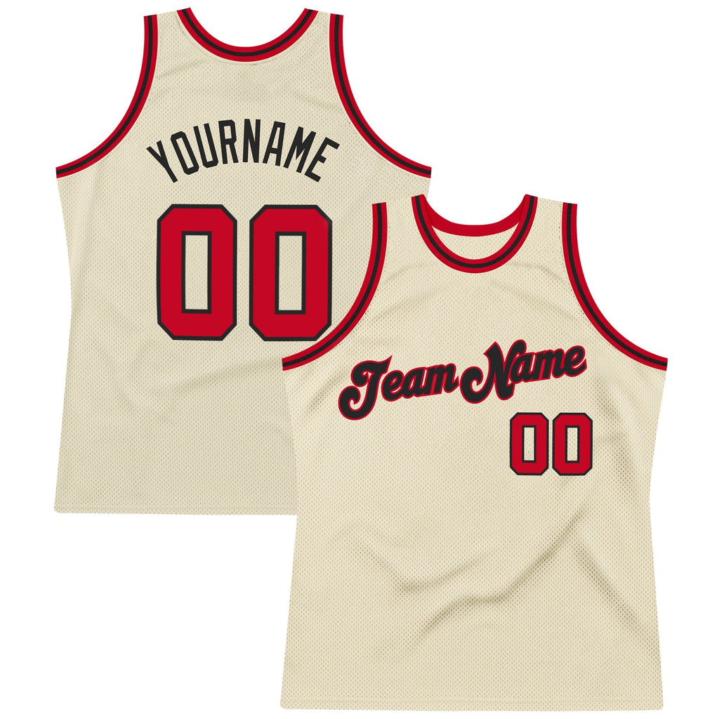 Custom Basketball Jersey - Cream Red-Black Throwback - Style Cream0089
