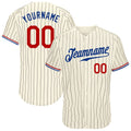 Custom Baseball Jersey - Cream Black Pinstripe Red-Royal