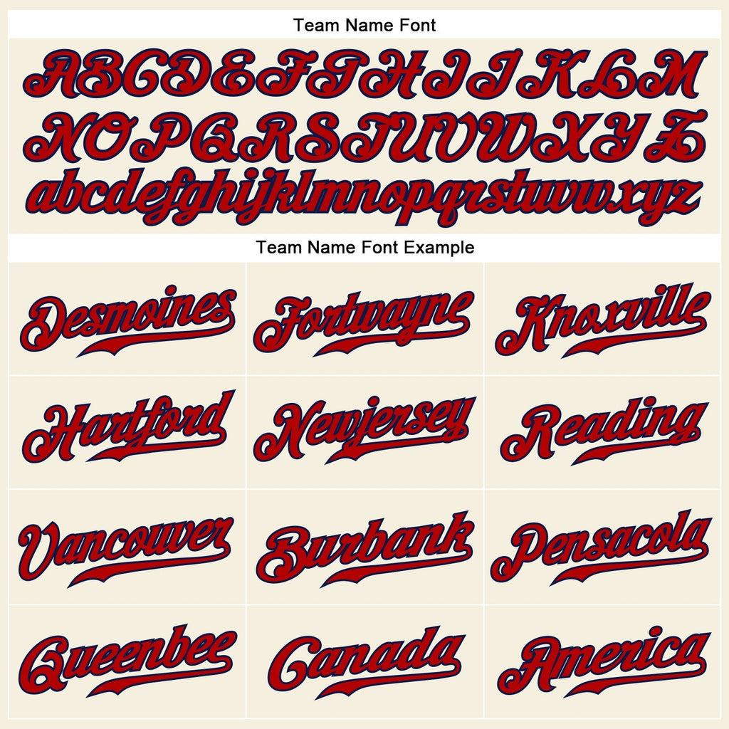 Custom Baseball Jersey - Cream Navy Pinstripe Navy-Red