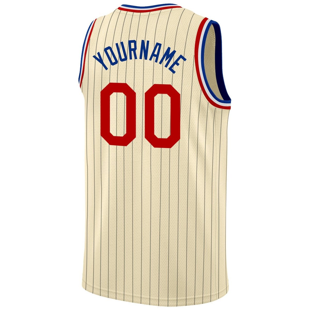 Custom Basketball Jersey - Cream Black Pinstripe Red-Royal